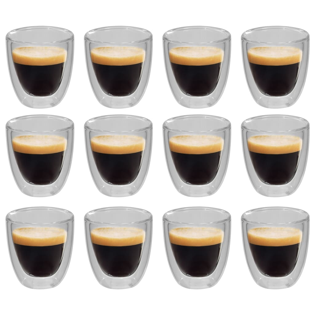 vidaXL Tuplaseinäiset lämpölasit espressokahville 12 kpl 80 ml