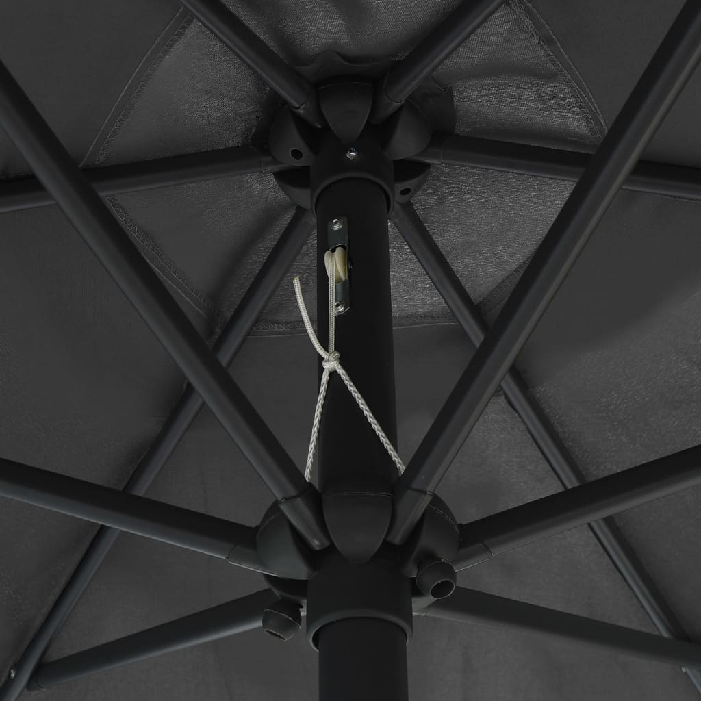 vidaXL Ulkoaurinkovarjo LED-valot alumiinitanko 270 cm antrasiitti