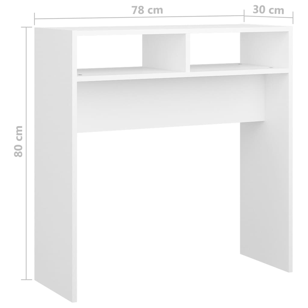 vidaXL Konsolipöytä valkoinen 78x30x80 cm lastulevy