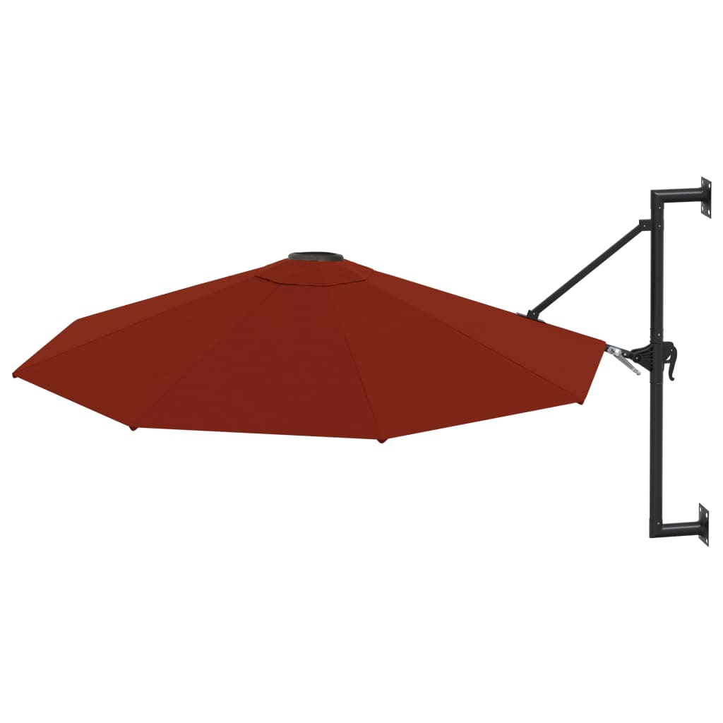 vidaXL Seinäkiinnitteinen aurinkovarjo metallitolppa 300 cm terrakotta