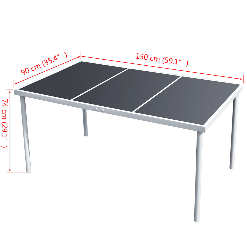 vidaXL Puutarhapöytä 150x90x74 cm musta teräs