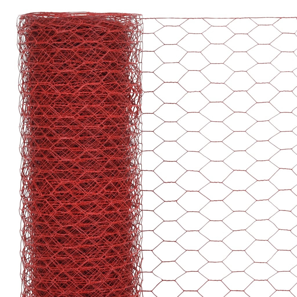 vidaXL Kanaverkko teräs PVC pinnoitteella 25x0,75 m punainen