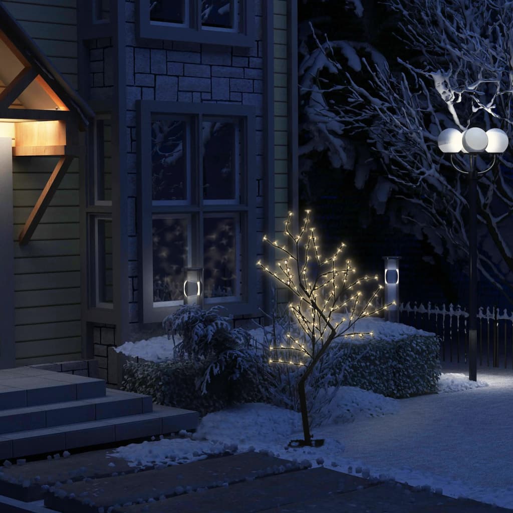 vidaXL Joulukuusi 128 lämpimän valkoista LED-valoa kirsikankukka 120cm