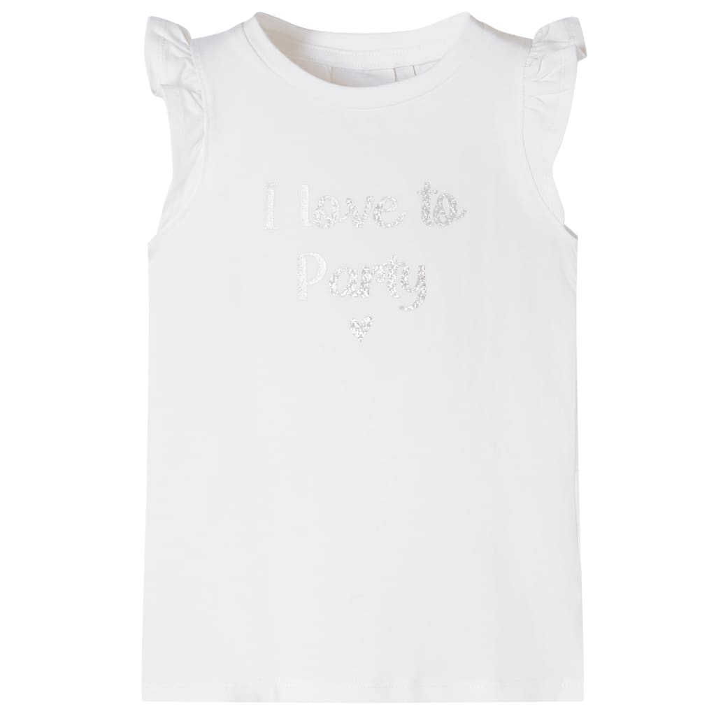 Lasten T-paita röyhelöhihoilla valkoinen 116