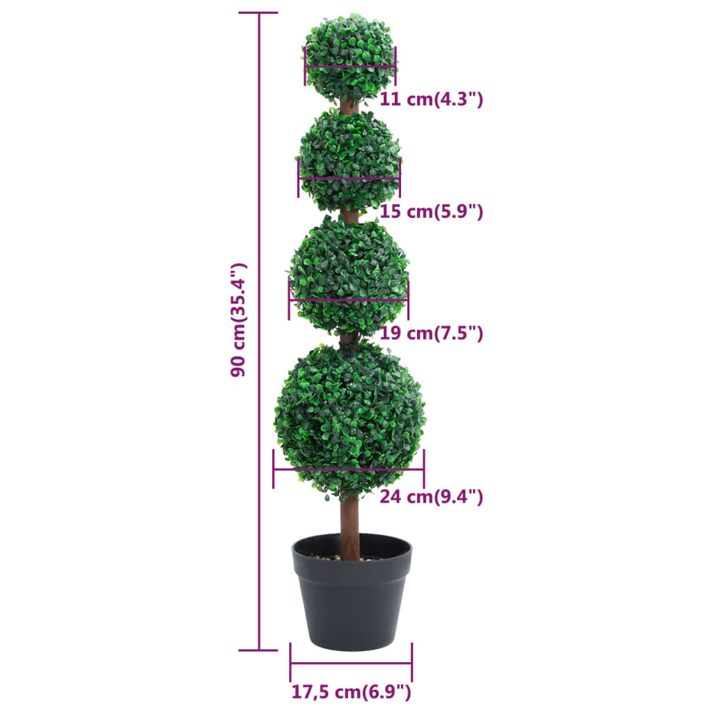 vidaXL Tekokasvi puksipuu ruukulla pallonmuotoinen vihreä 90 cm