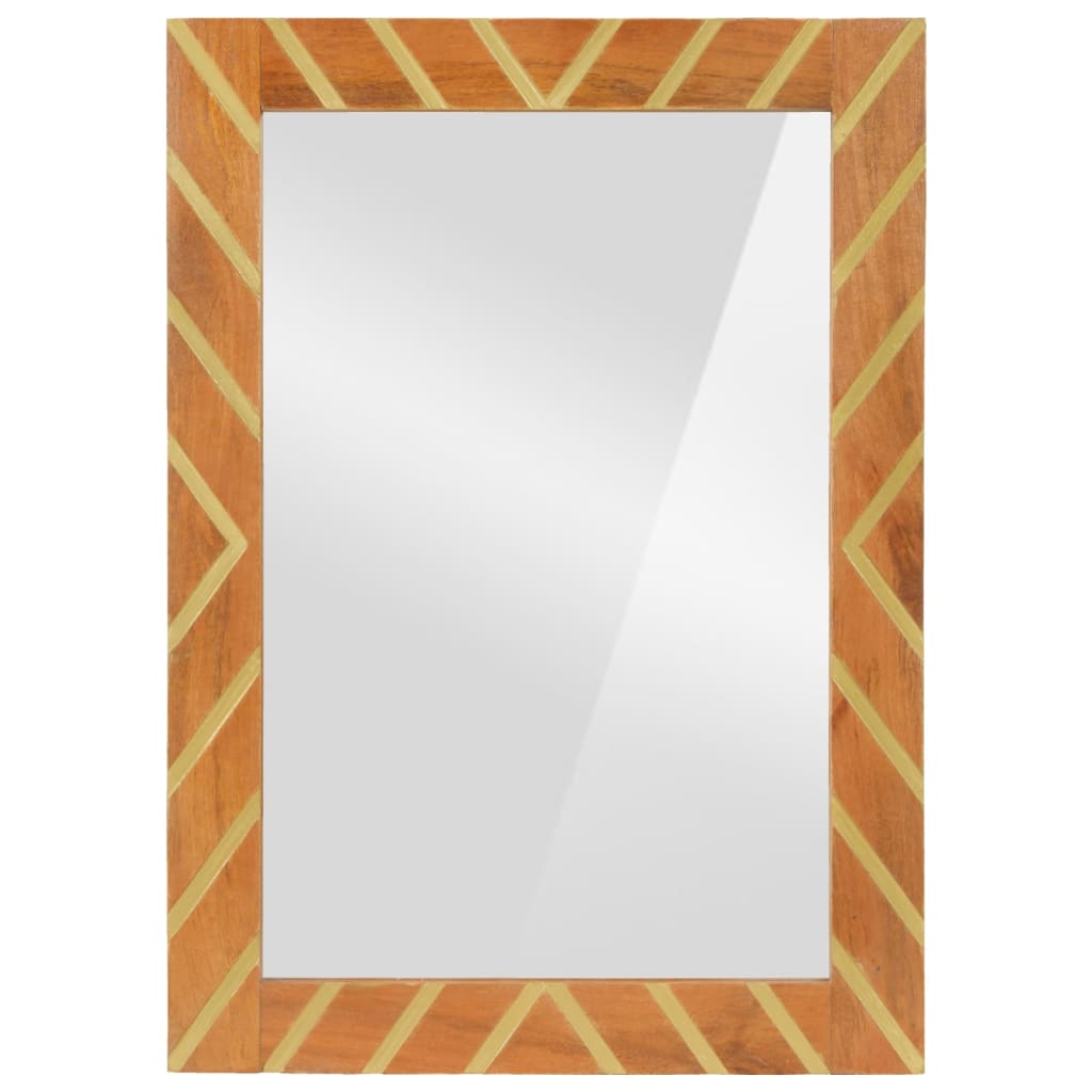 vidaXL Kylpyhuoneen peili ruskea 50x70x3 cm täysi mangopuu ja lasi