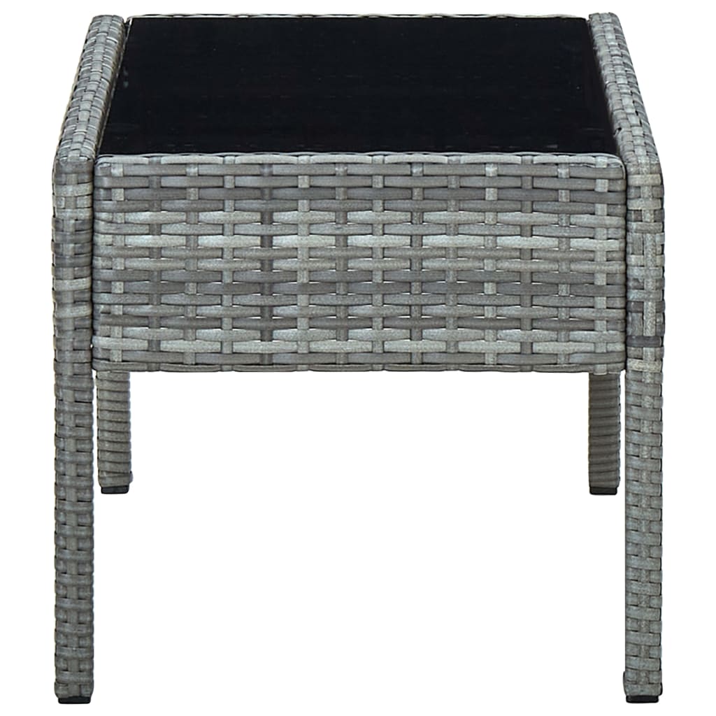 vidaXL Puutarhapöytä harmaa 75x40x37 cm polyrottinki