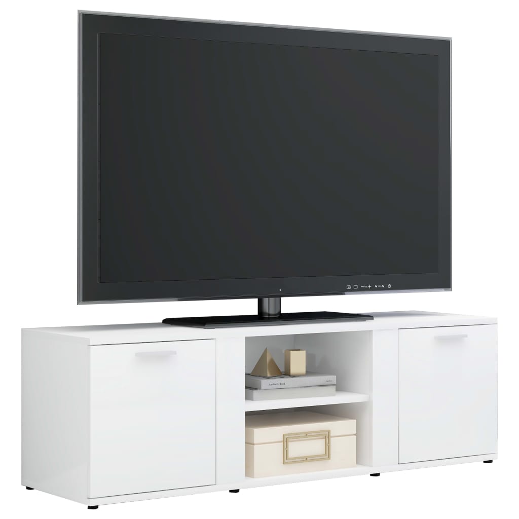 vidaXL TV-taso korkeakiilto valkoinen 120x34x37 cm lastulevy