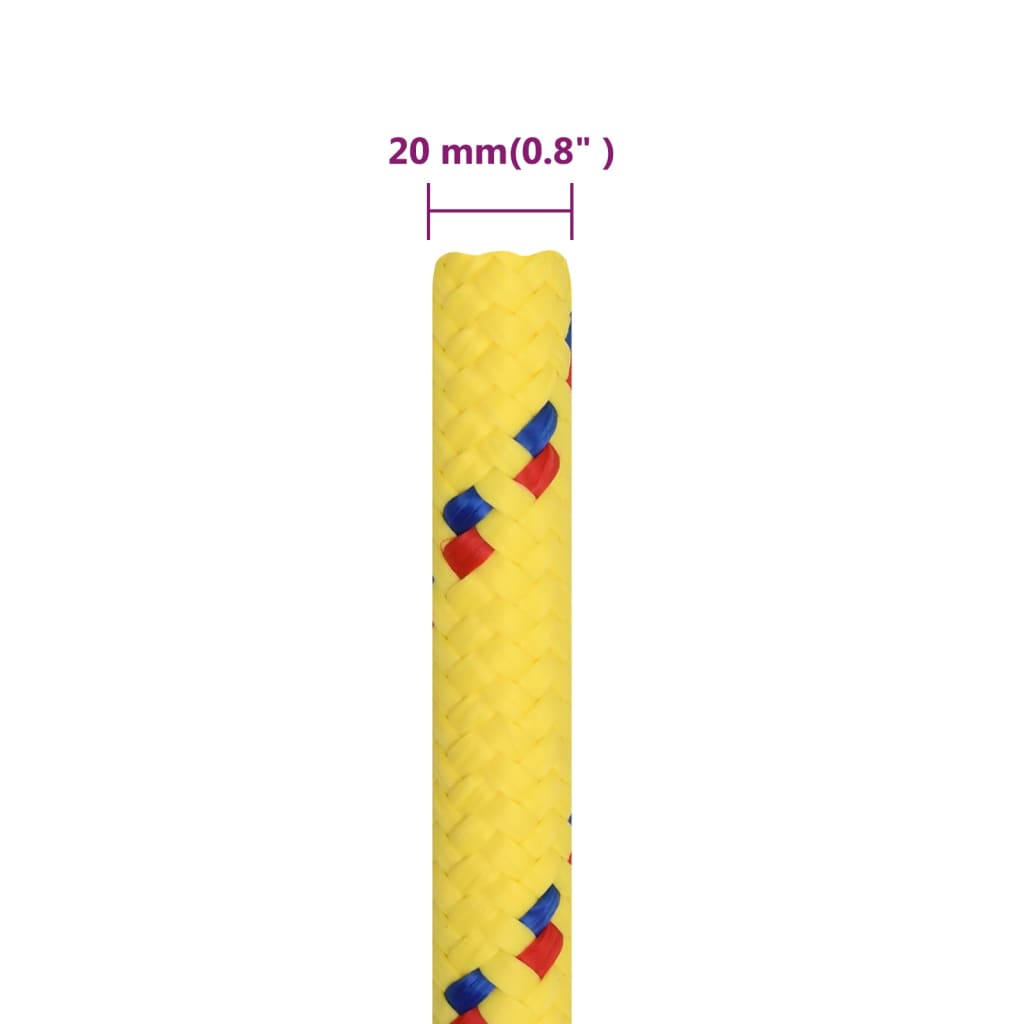 vidaXL Veneköysi keltainen 20 mm 100 m polypropeeni