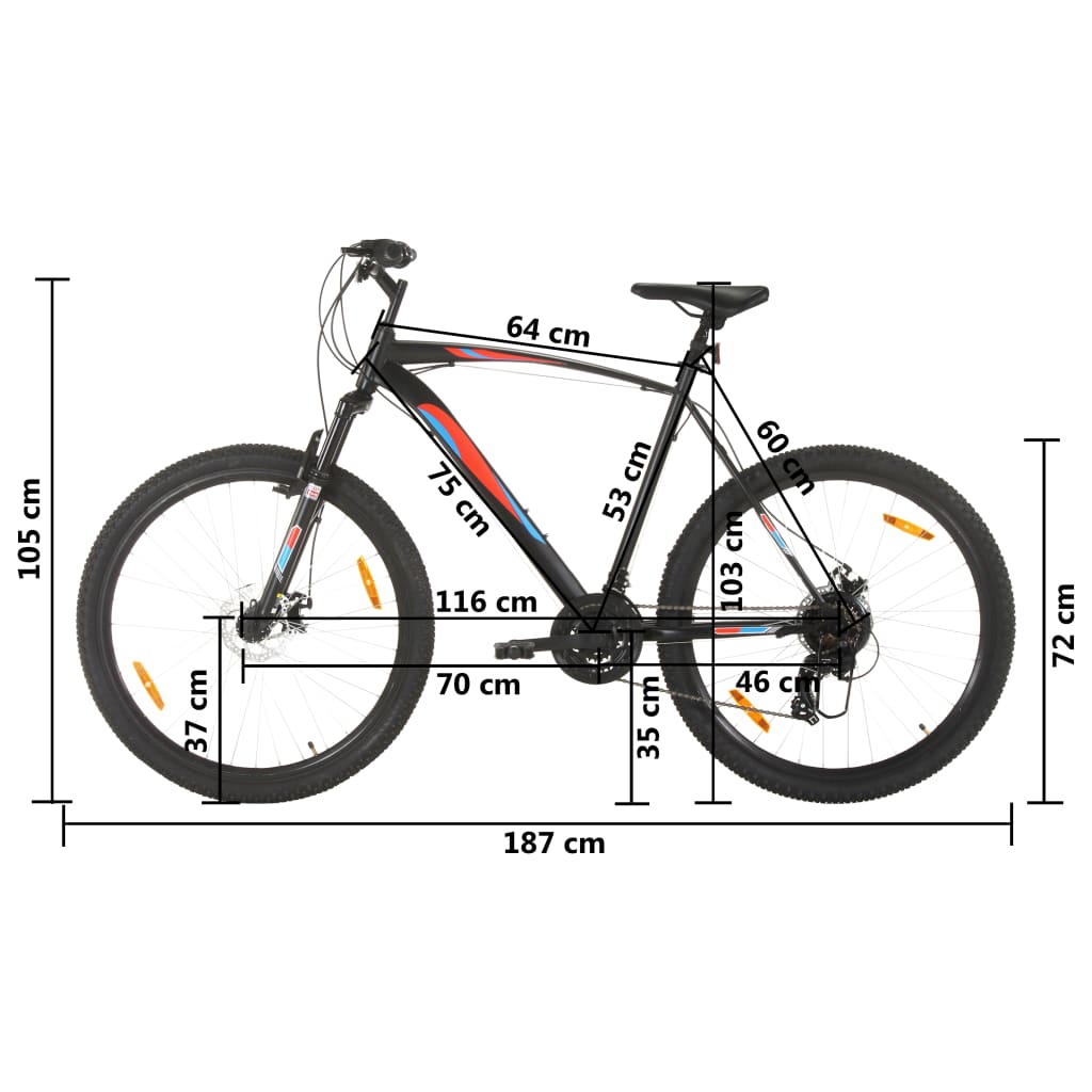 vidaXL Maastopyörä 21 vaihdetta 29" renkaat 53 cm runko musta