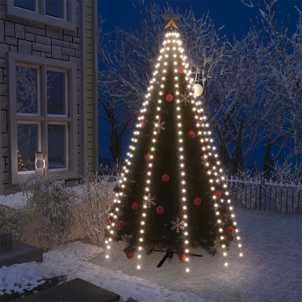 vidaXL Joulukuusen valoverkko 250 LED-valoa kylmä valkoinen 250 cm