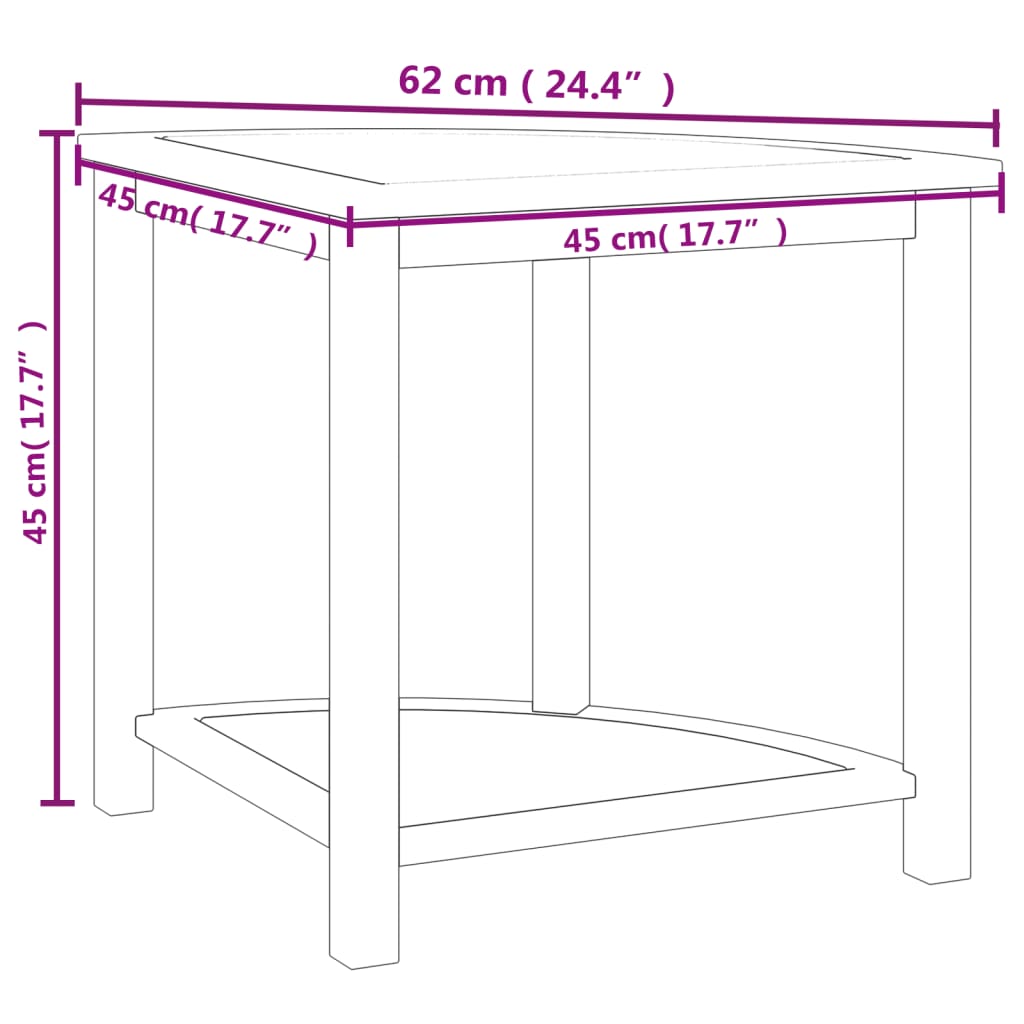 vidaXL Kylpyhuoneen sivupöytä 45x45x45 cm täysi tiikki
