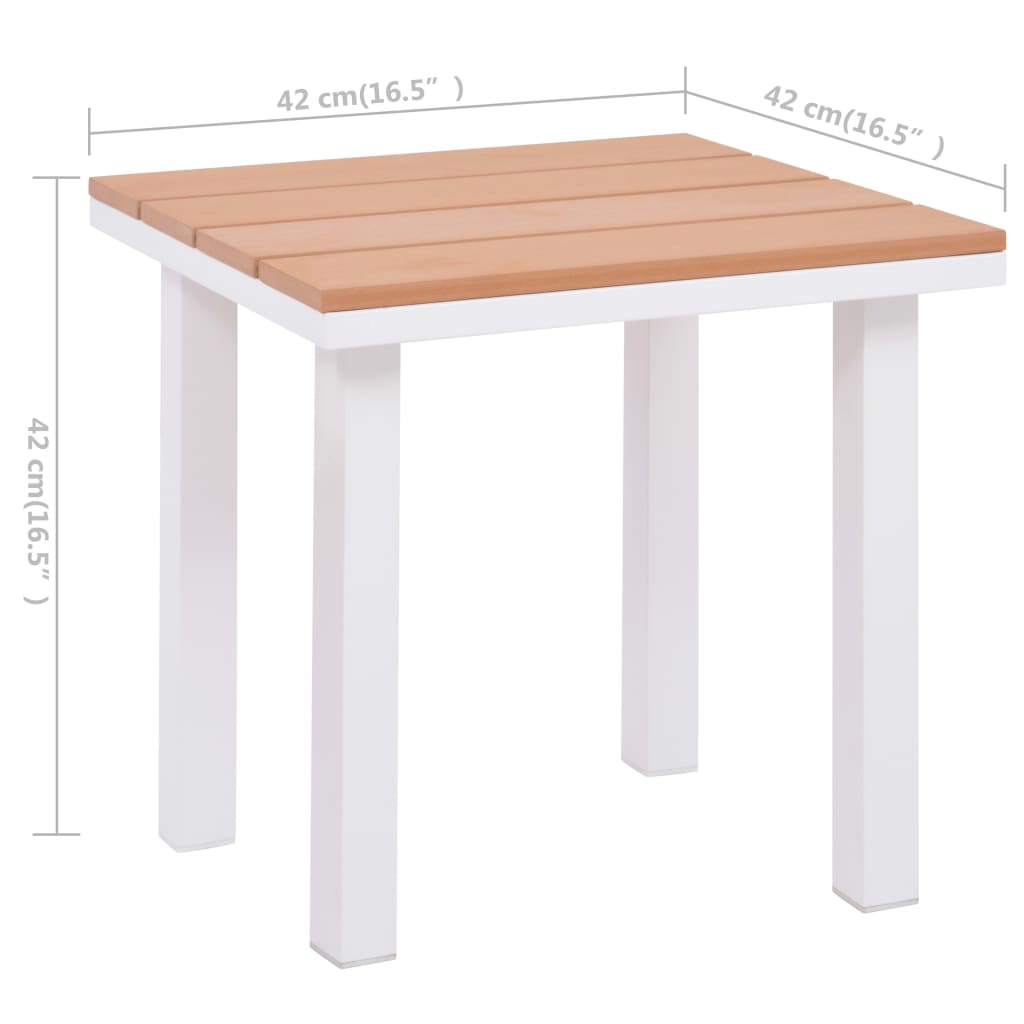 vidaXL Aurinkotuolit 2 kpl + pöytä Alumiini WPC valkoinen ja ruskea