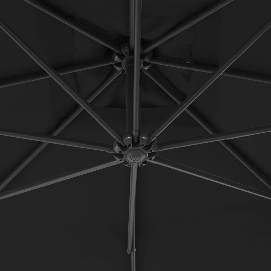 vidaXL Riippuva aurinkovarjo teräspylväällä 300 cm musta