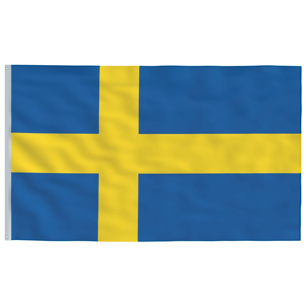 vidaXL Ruotsin lippu ja tanko alumiini 4 m