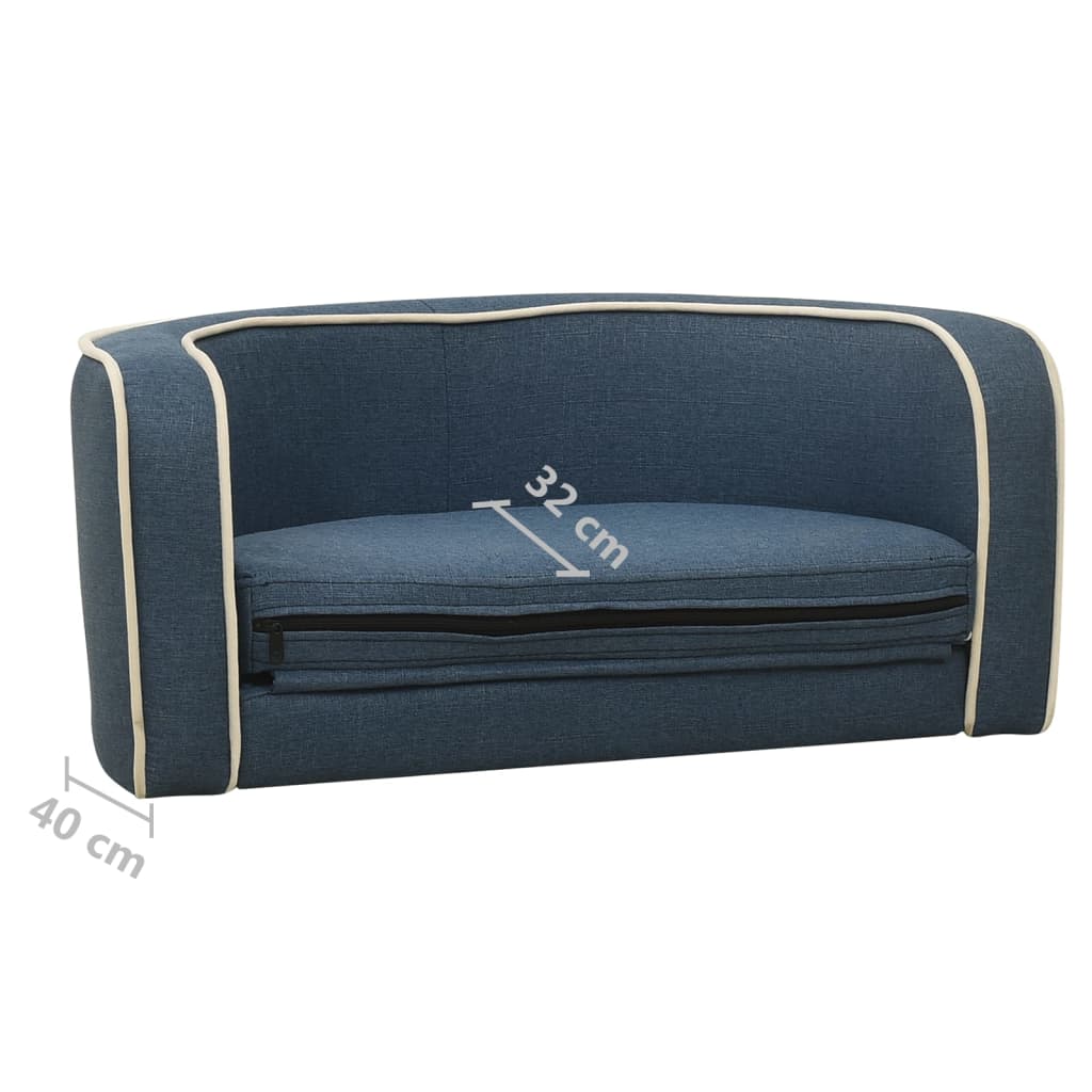 vidaXL Taitettava koiran sohva sininen 76x71x30 cm pellava pestävä