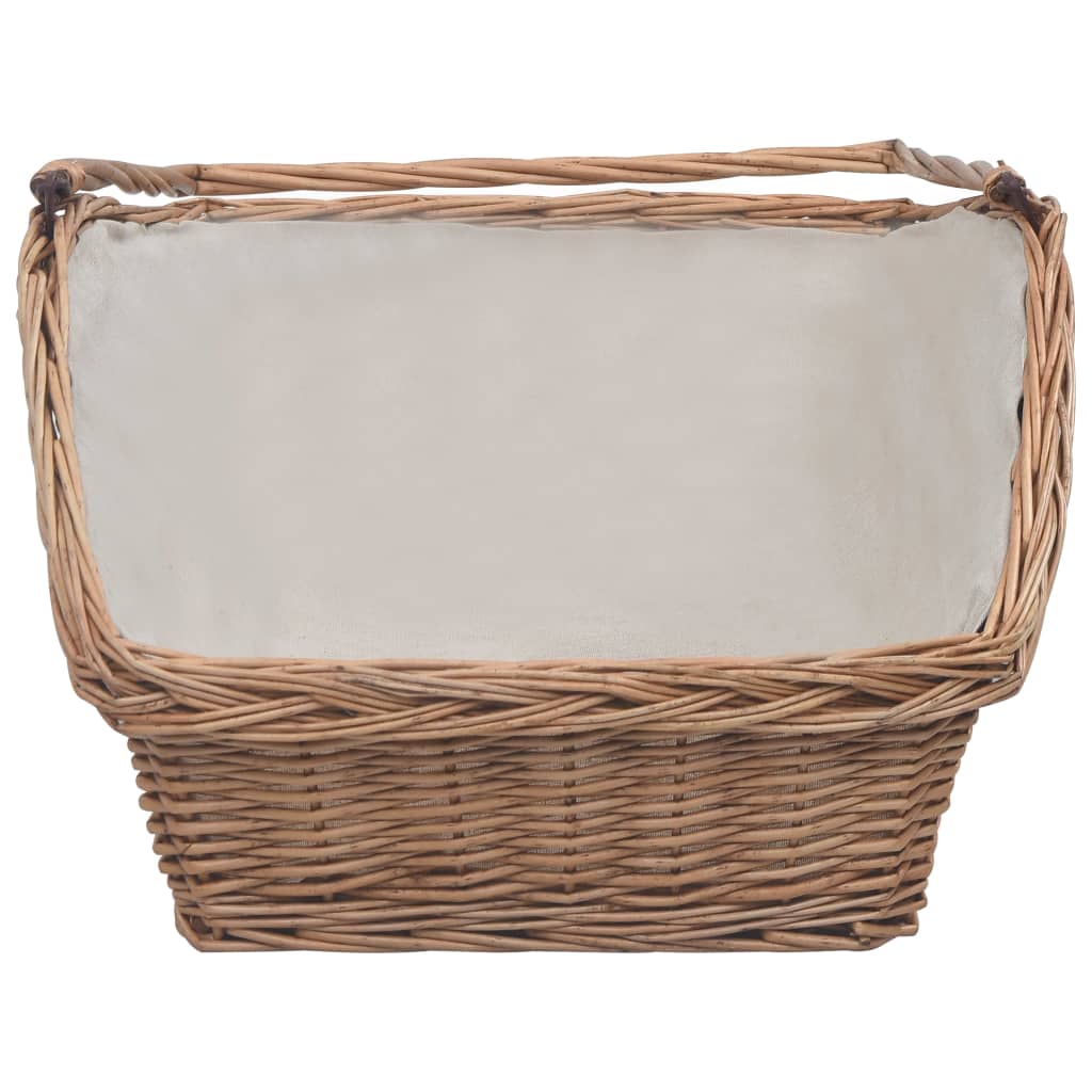 286989 vidaXL Firewood Basket with Handle 61,5x46,5x58 cm Brown Willow