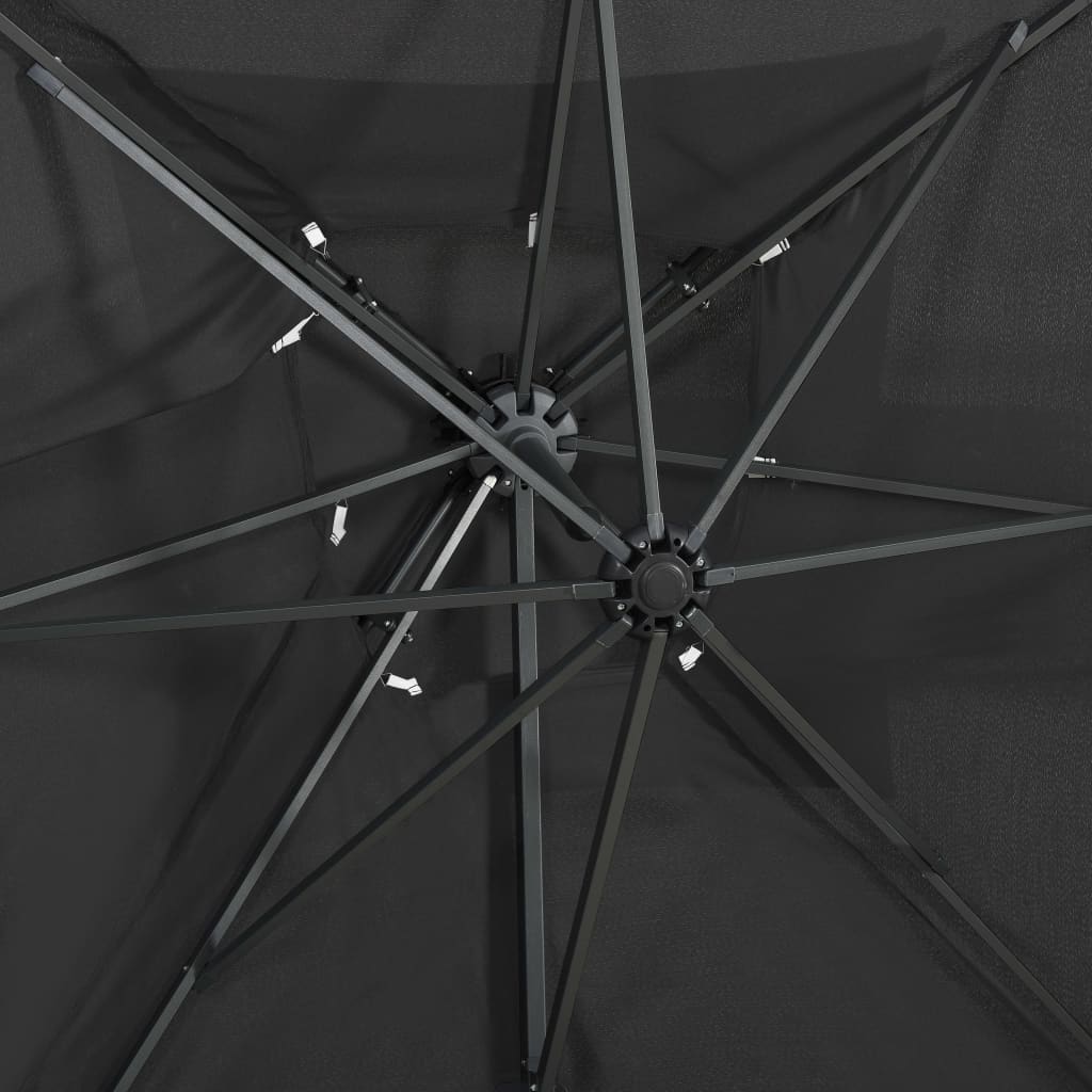 vidaXL Riippuva aurinkovarjo tuplakatolla antrasiitti 250x250 cm