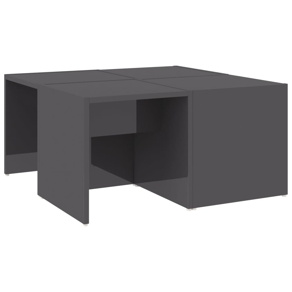 vidaXL Sohvapöydät 4 kpl korkeakiilto harmaa 33x33x33 cm lastulevy