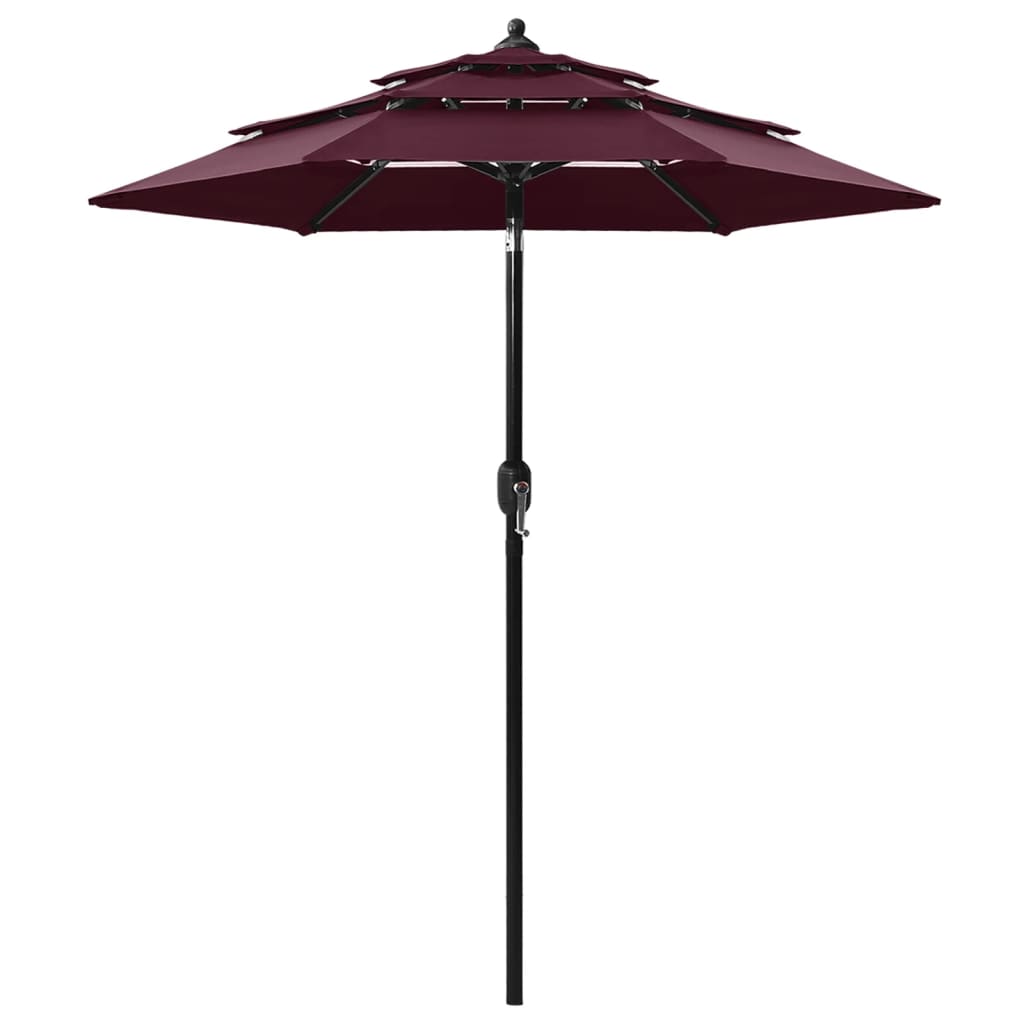 vidaXL 3-tasoinen aurinkovarjo alumiinitanko viininpunainen 2 m