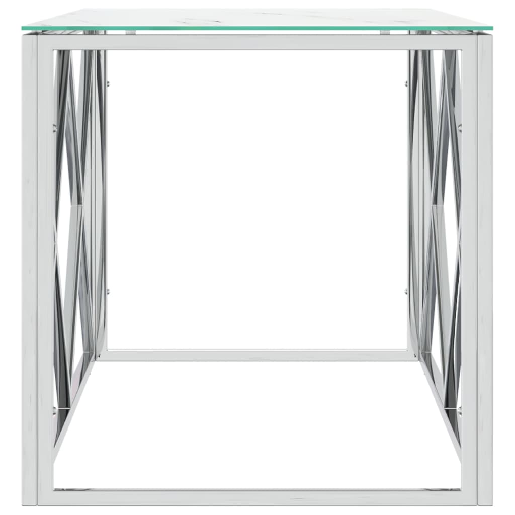 vidaXL Sohvapöytä 110x45x45 cm ruostumaton teräs ja lasi