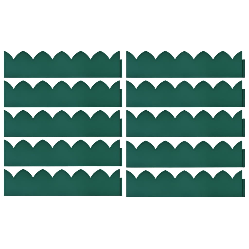 vidaXL Nurmikonreunukset 10 kpl vihreä 65x15 cm PP