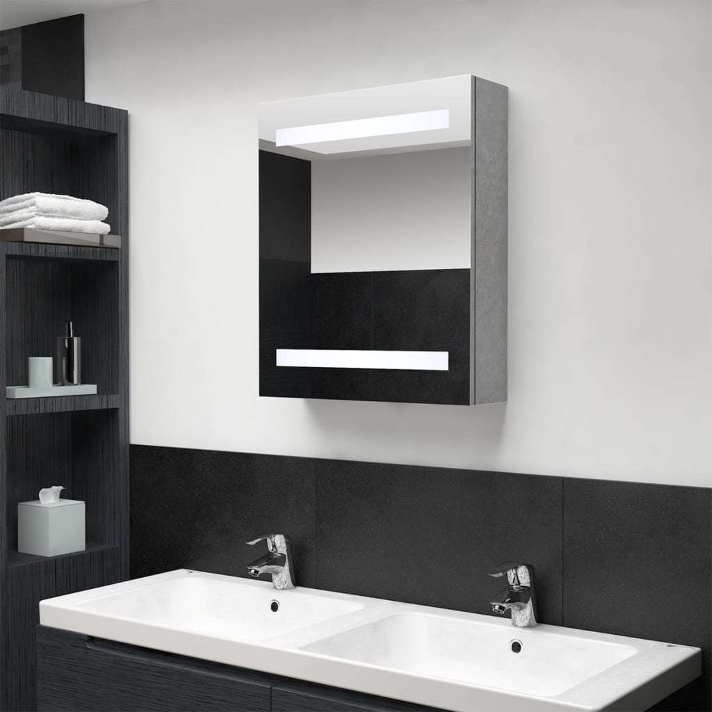 vidaXL LED kylpyhuoneen peilikaappi betoninharmaa 50x14x60 cm
