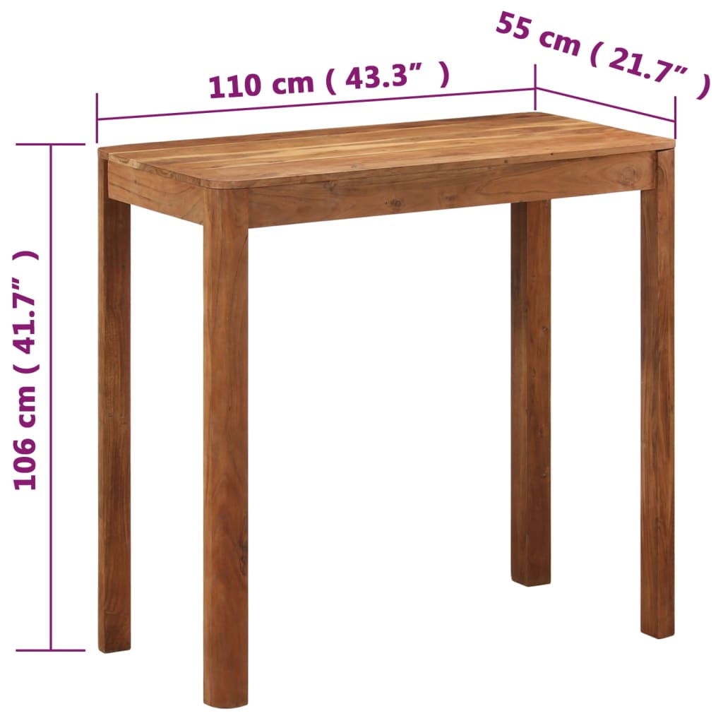 vidaXL Baaripöytä täysi akaasiapuu hunajaviimeistelyllä 110x55x106 cm