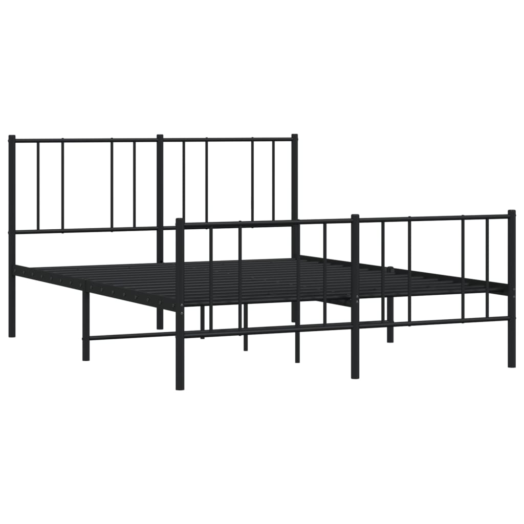 vidaXL Metallinen sängynrunko päädyillä musta 135x190 cm