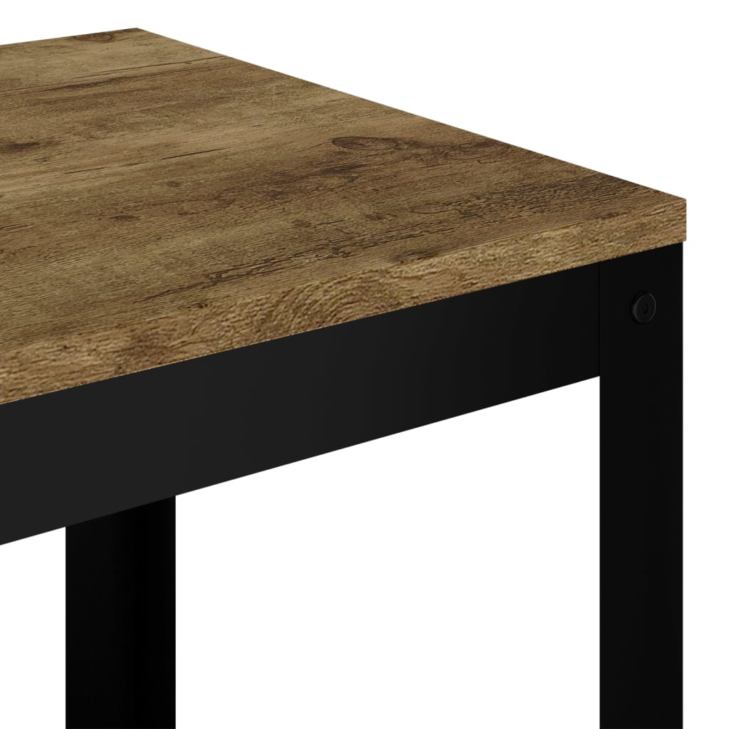 vidaXL Sivupöytä tummanruskea ja musta 40x40x45 cm MDF ja rauta