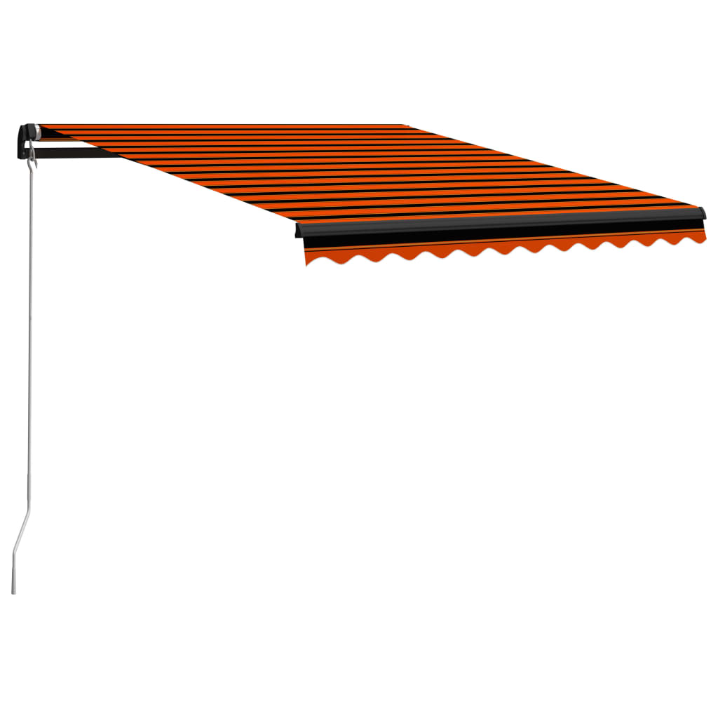 vidaXL Käsin sisäänkelattava markiisi LEDillä 350x250cm oranssi/ruskea