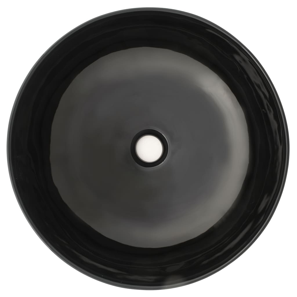 vidaXL Keraaminen pesuallas pyöreä 41,5 x 13,5 cm musta