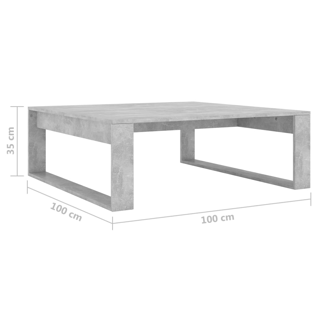 vidaXL Sohvapöytä betoninharmaa 100x100x35 cm lastulevy