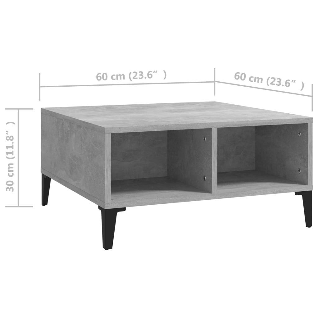 vidaXL Sohvapöytä betoninharmaa 60x60x30 cm lastulevy