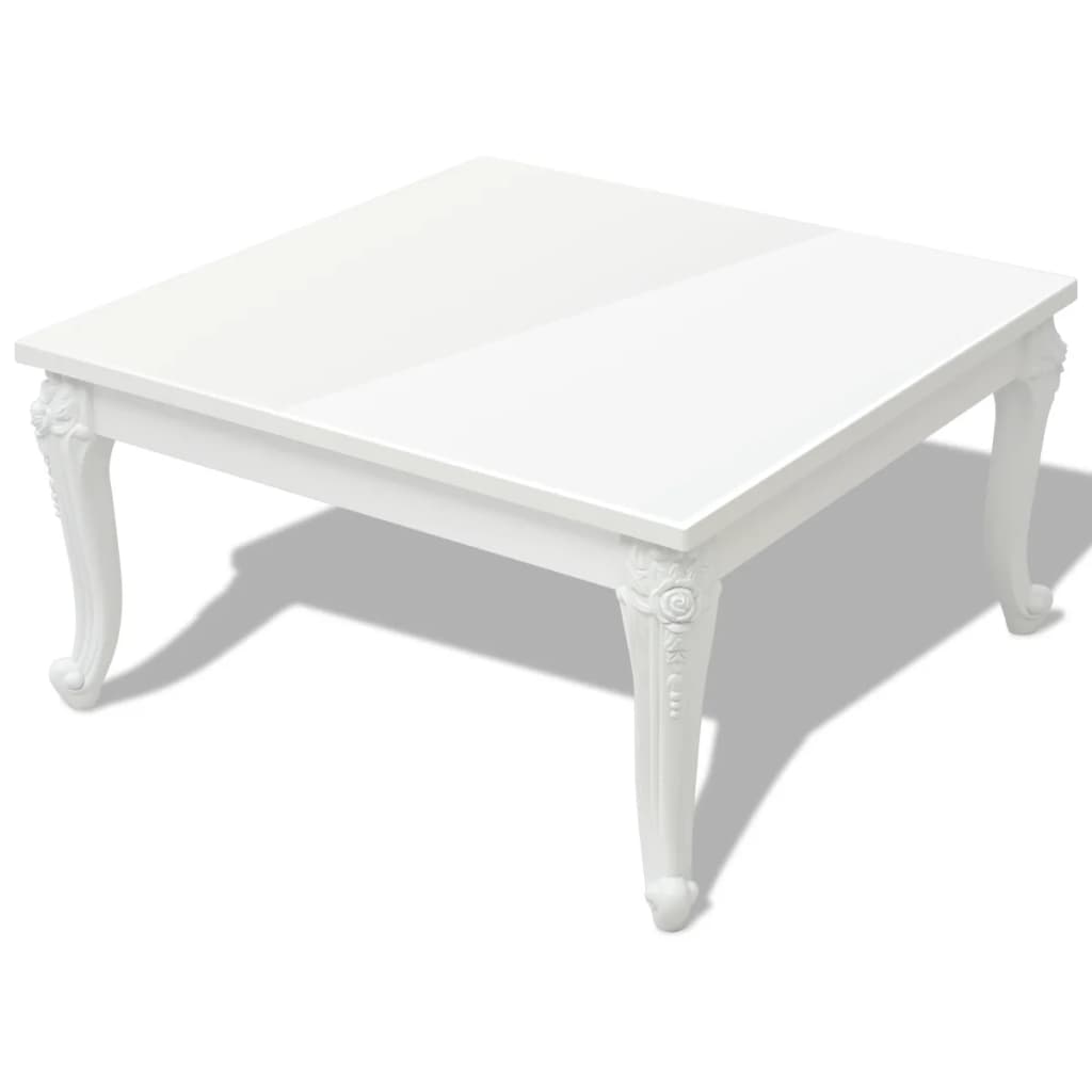 vidaXL Kahvipöytä 80x80x42 cm Korkeakiilto Valkoinen