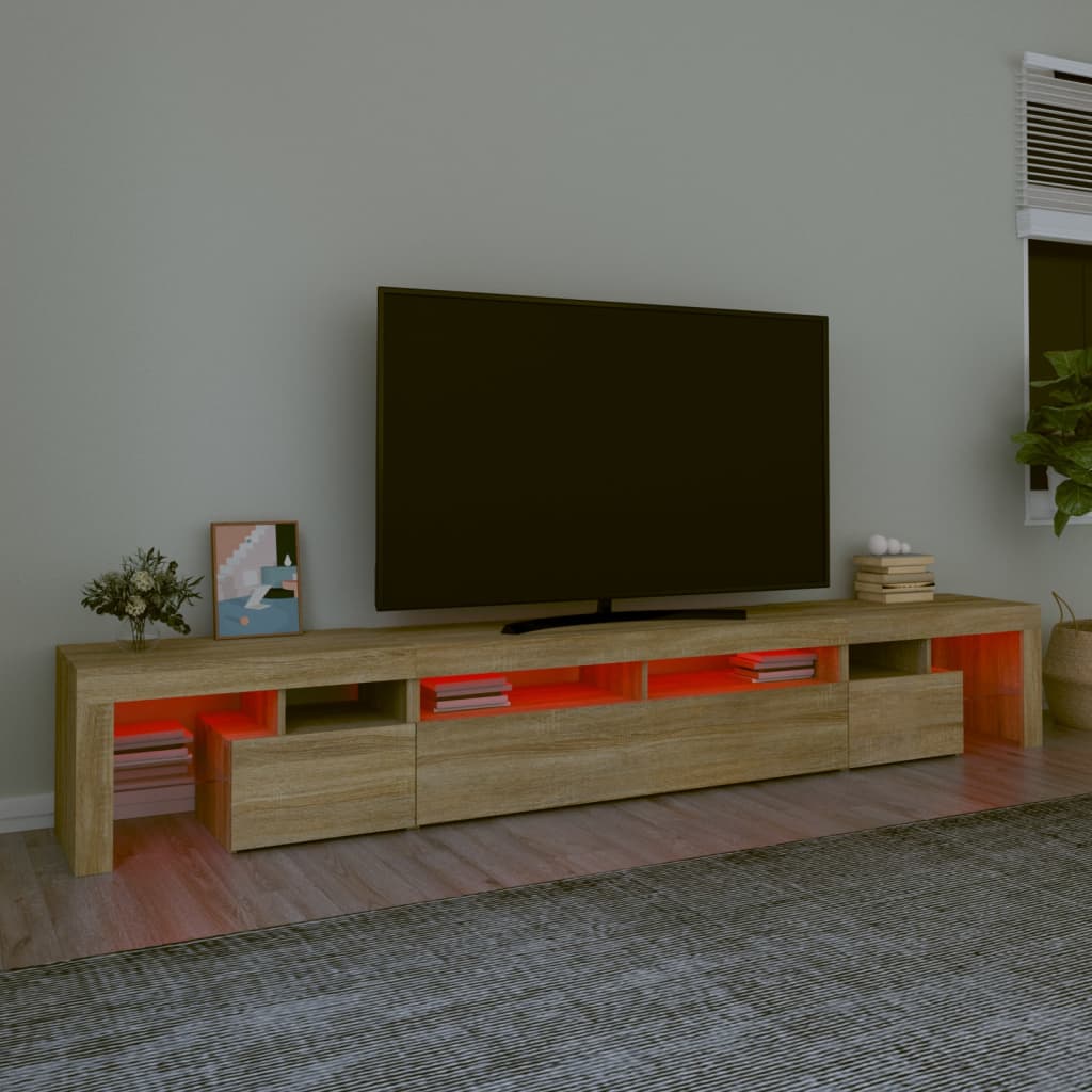 vidaXL TV-taso LED-valoilla Sonoma-tammi 260x36,5x40 cm