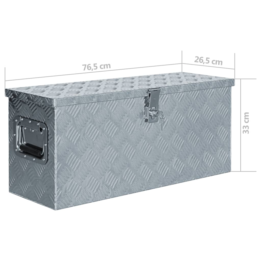 vidaXL Alumiinilaatikko 76,5x26,5x33 cm hopea