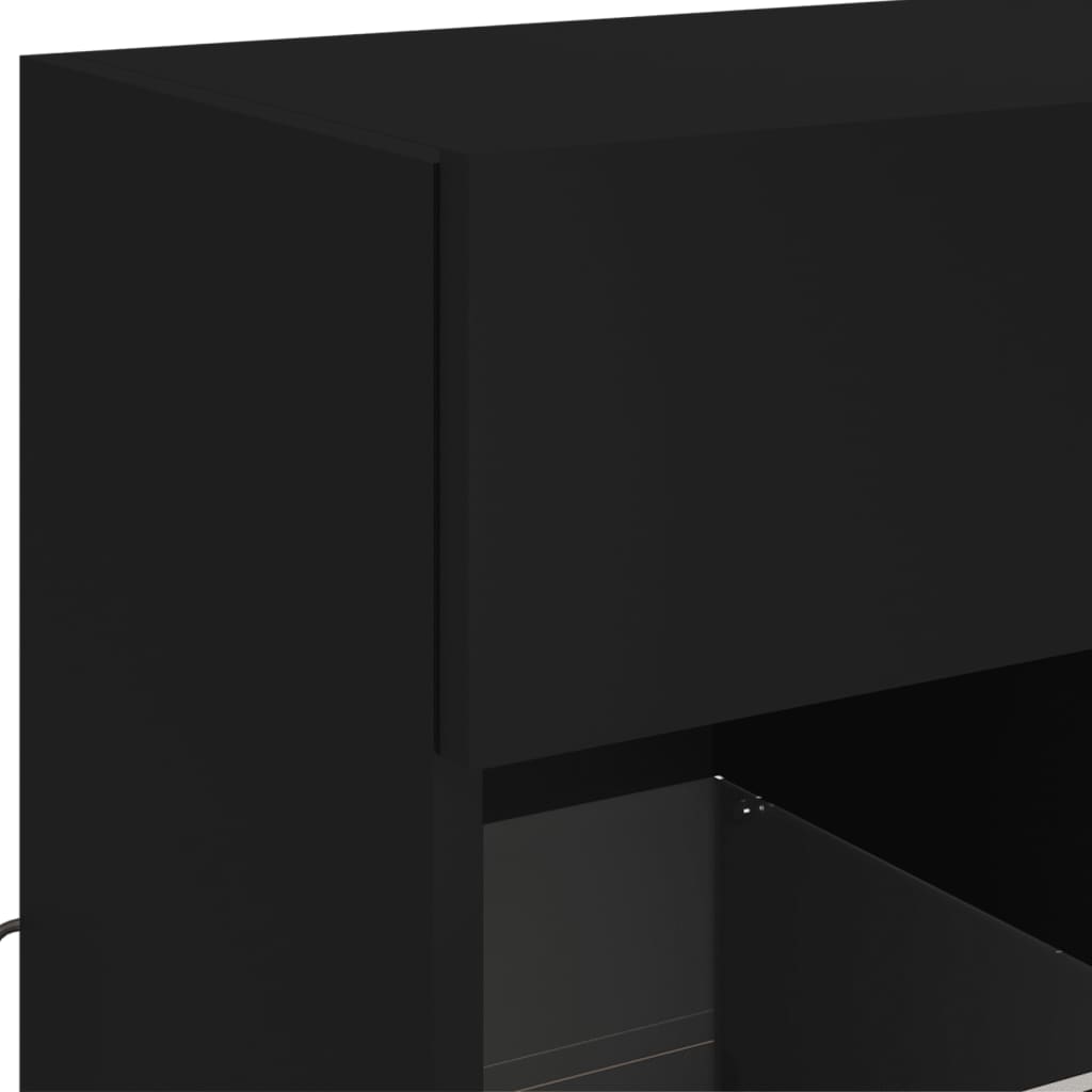 vidaXL TV-seinäkaappi LED-valoilla musta 58,5x30x60,5 cm