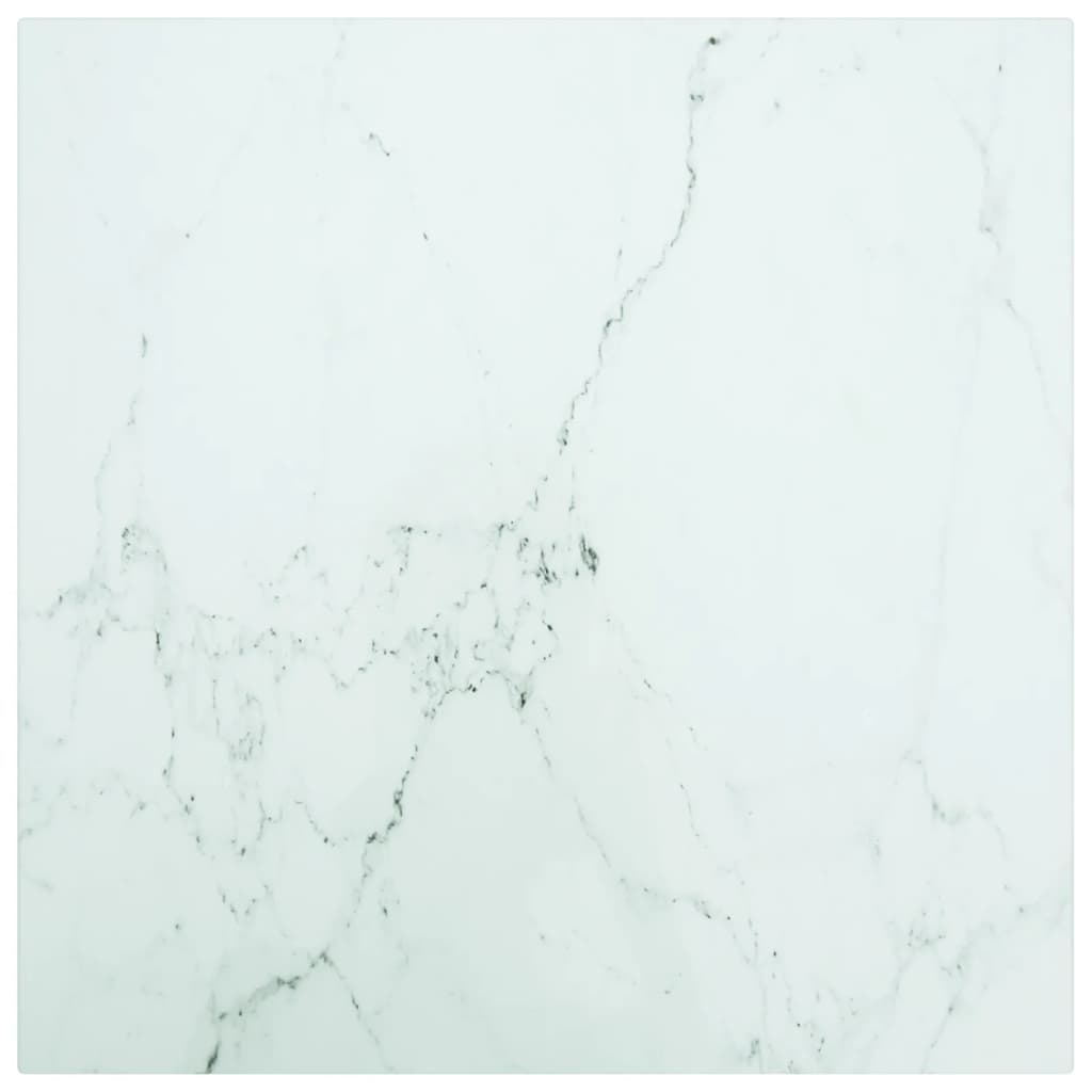 vidaXL Pöytälevy valkoinen 40x40 cm 6 mm karkaistu lasi marmorikuvio