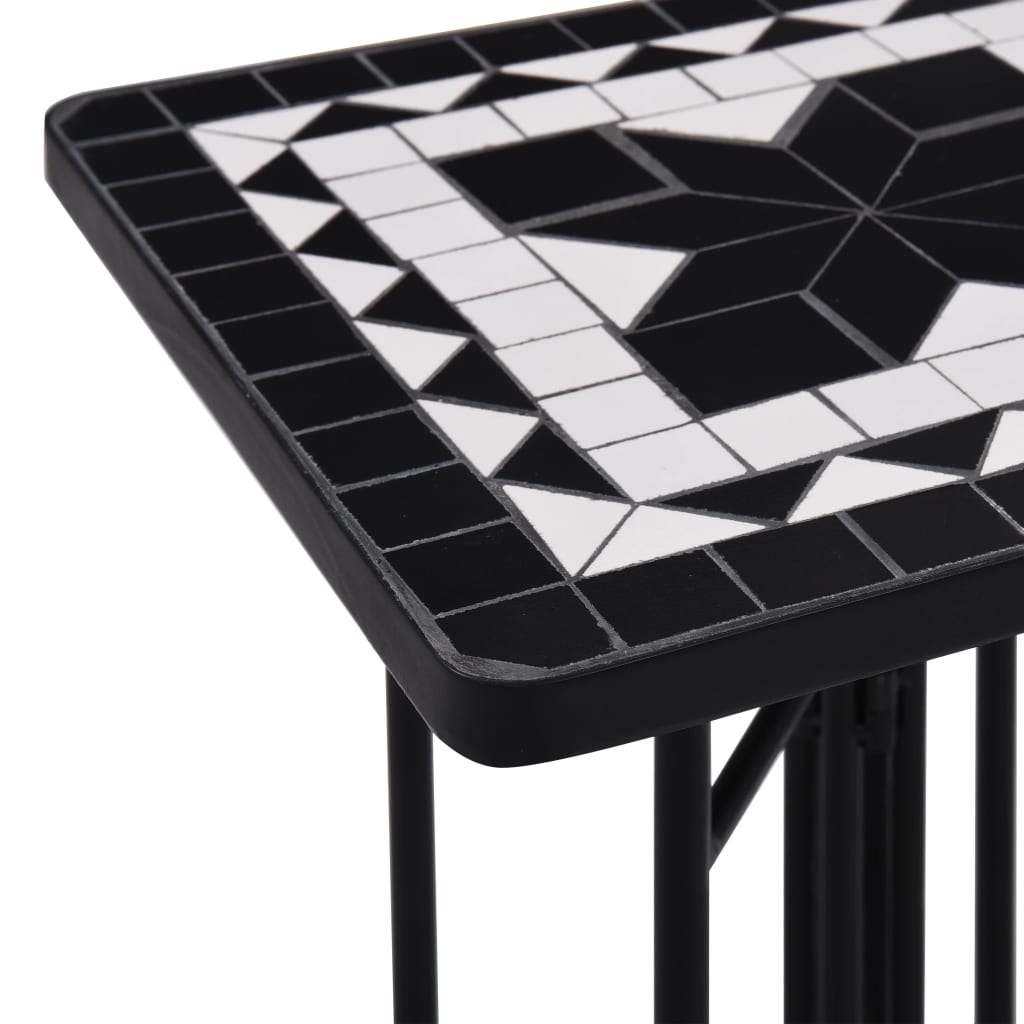vidaXL Mosaiikkisivupöytä musta ja valkoinen keramiikka