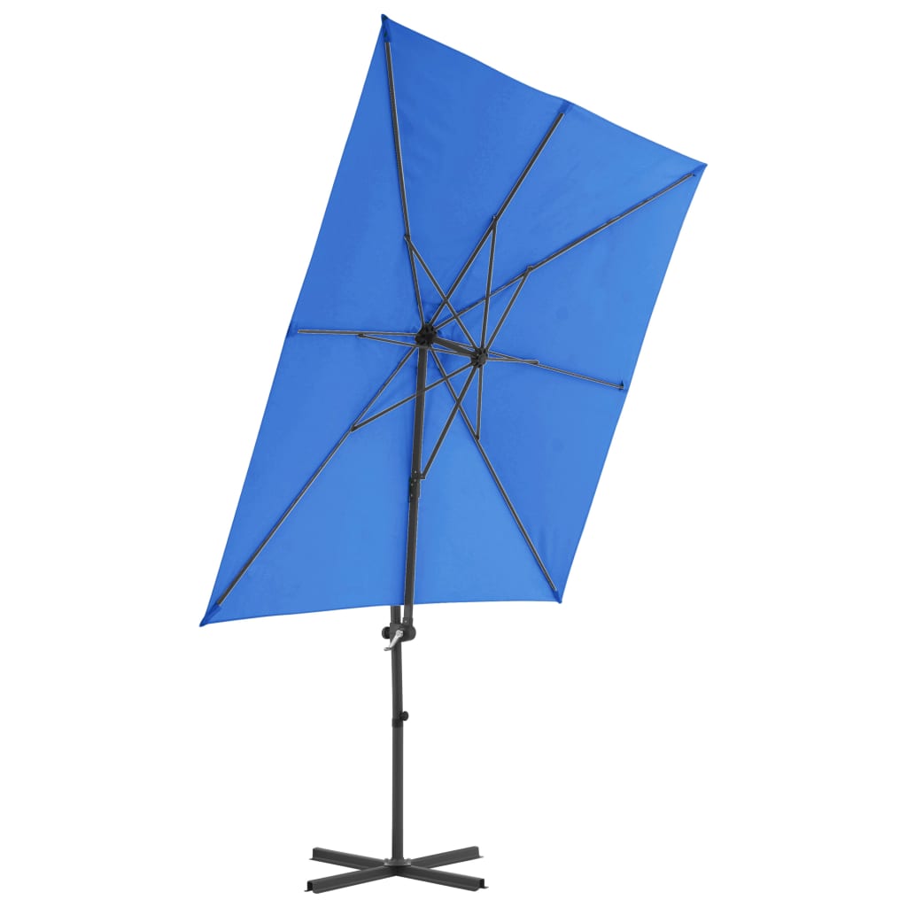 vidaXL Riippuva aurinkovarjo teräspylväällä taivaansininen 250x250 cm