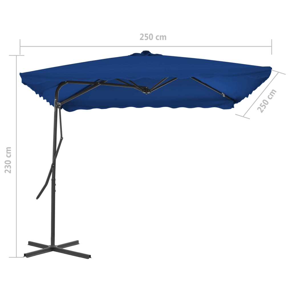 vidaXL Aurinkovarjo terästangolla sininen 250x250x230 cm
