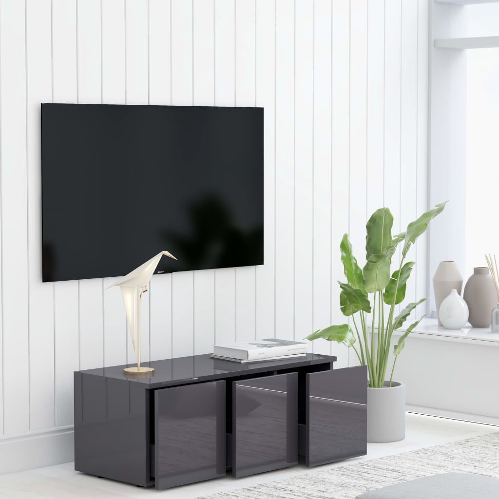 vidaXL TV-taso korkeakiilto harmaa 80x34x30 cm lastulevy