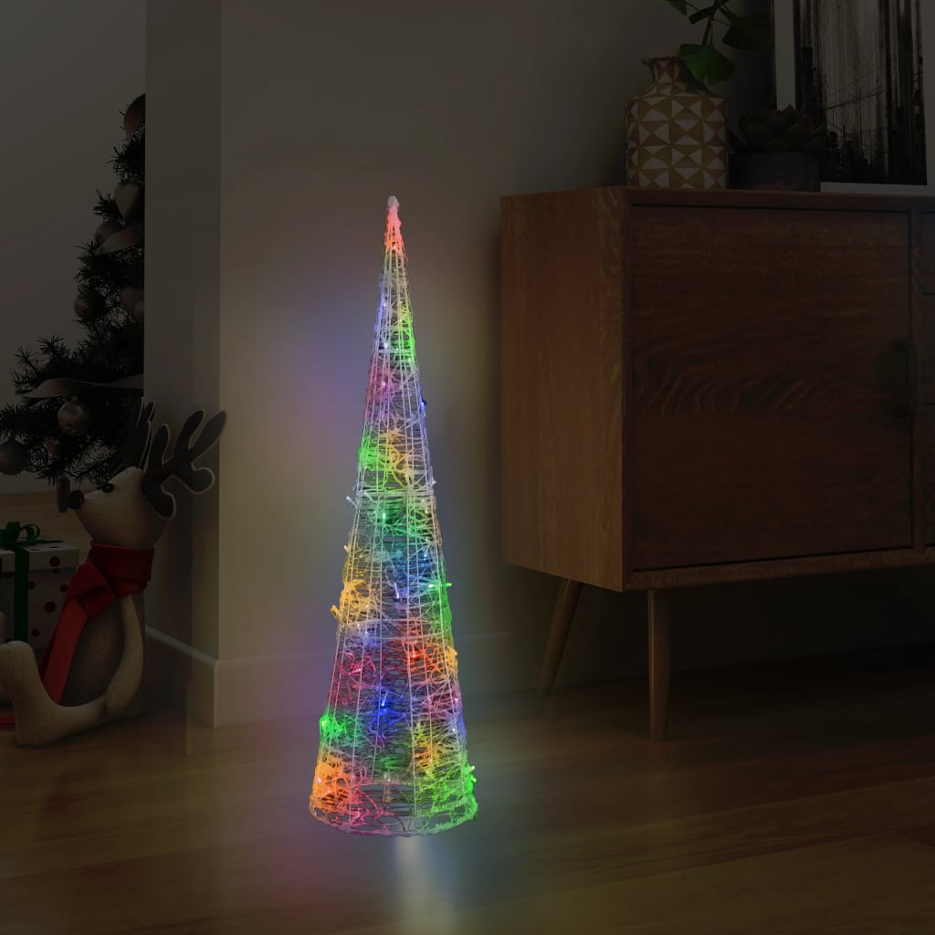 vidaXL LED-koristevalopyramidi värikäs akryyli 90 cm