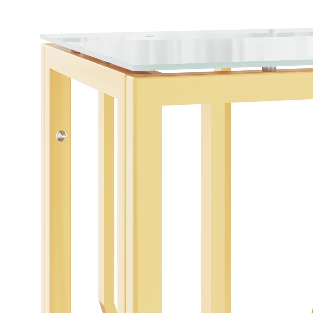 vidaXL Konsolipöytä kulta 70x30x70 cm ruostumaton teräs ja lasi