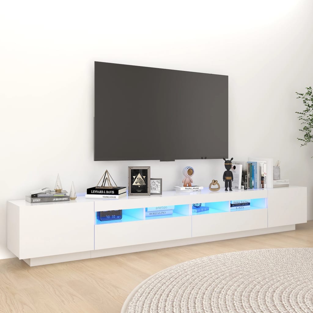 vidaXL TV-taso LED-valoilla valkoinen 260x35x40 cm