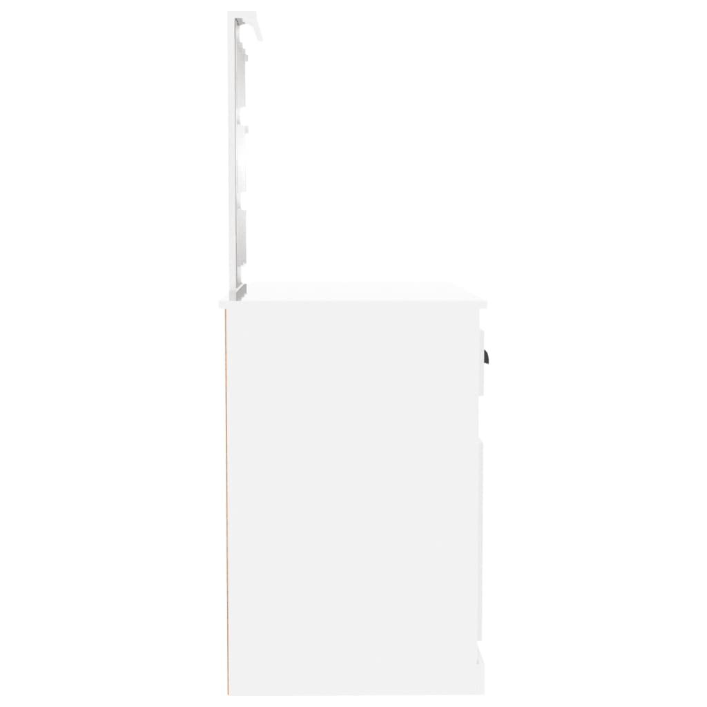 vidaXL Peilipöytä LED-valot korkeakiilto valkoinen 90x50x132,5 cm puu