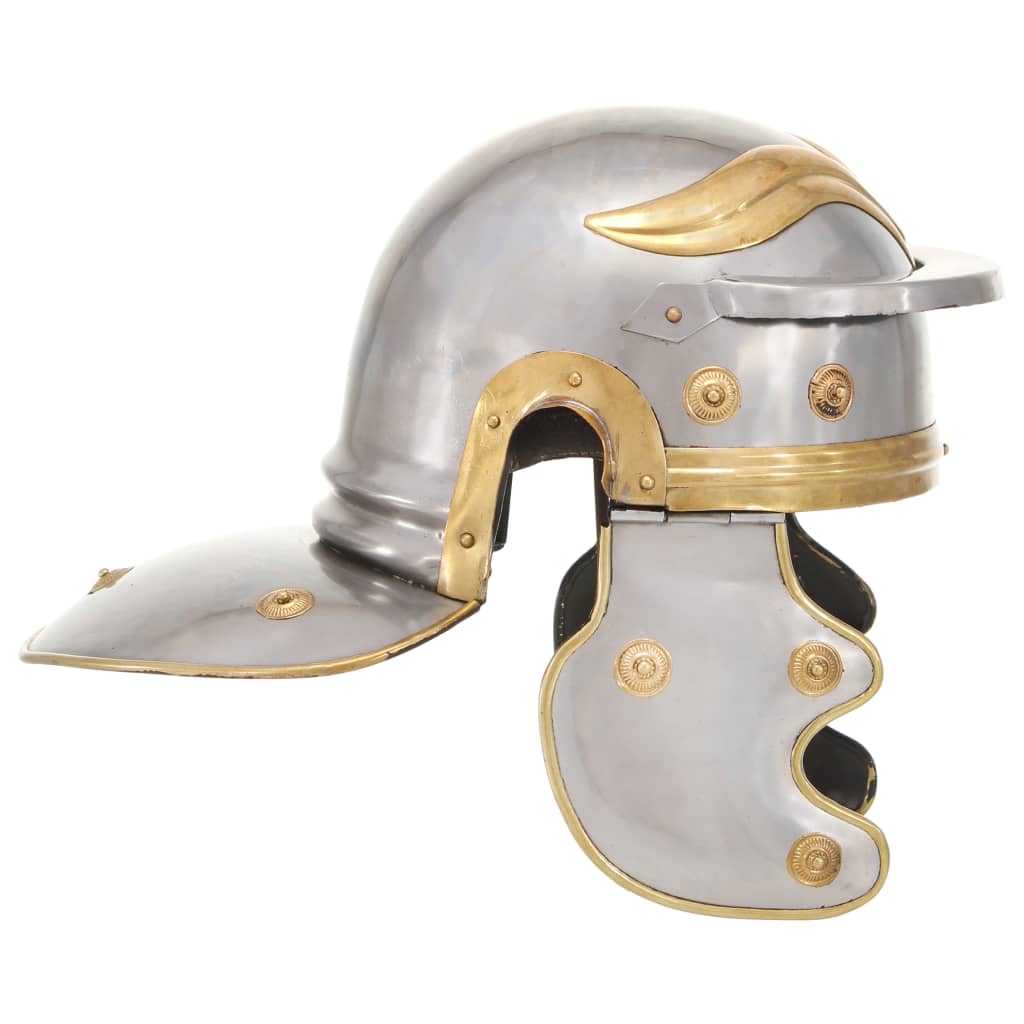vidaXL Roomalaisen sotilaan kypärä antiikki kopio hopea teräs