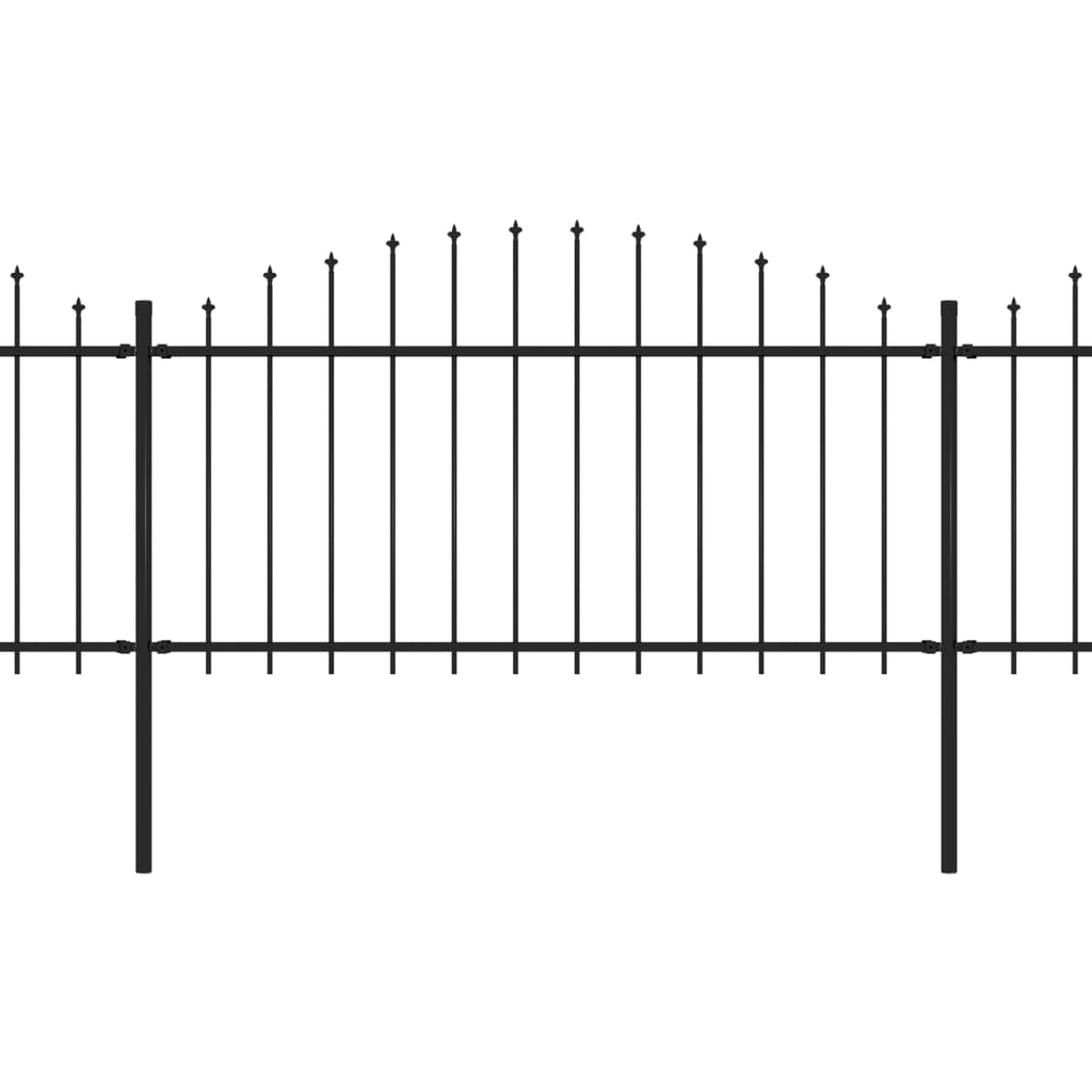 vidaXL Puutarha-aita keihäskärjillä teräs (1,25-1,5)x3,4 m musta