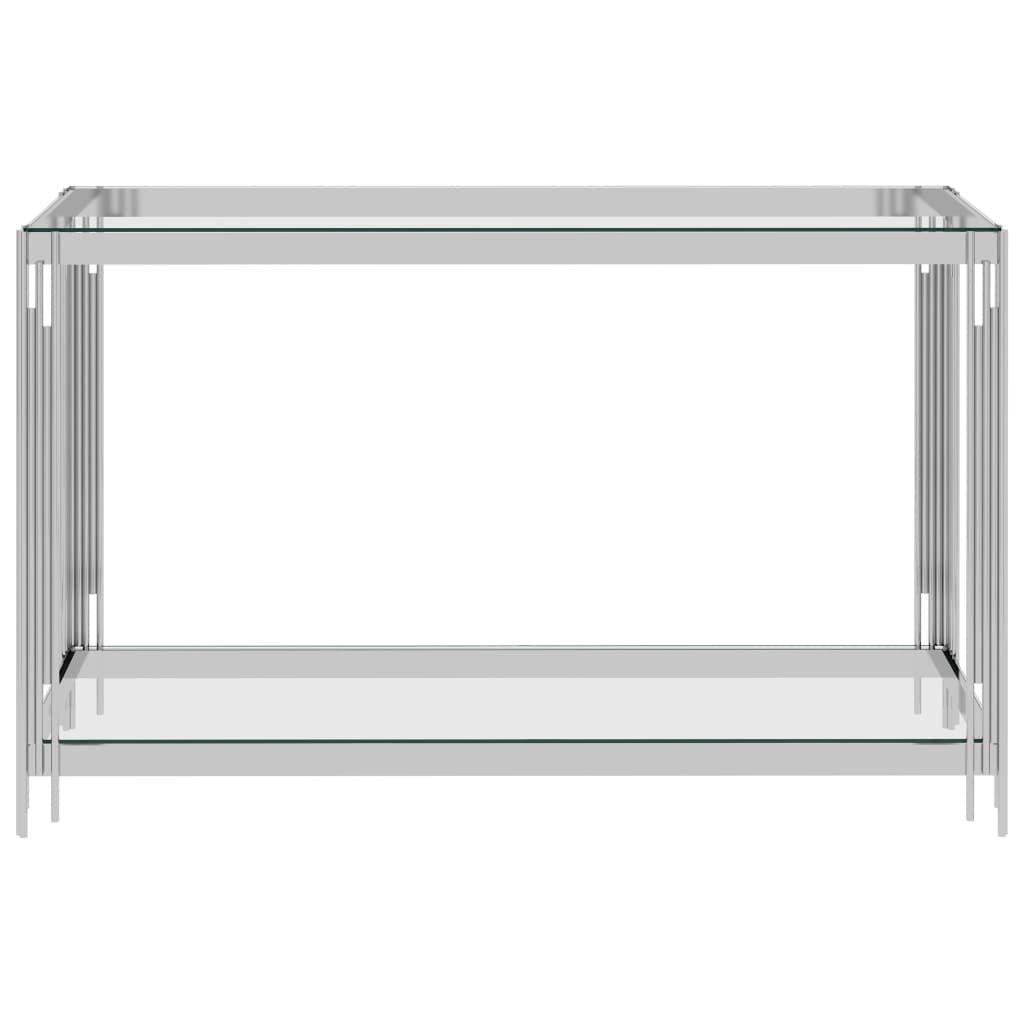 vidaXL Sivupöytä hopea 120x40x78 cm ruostumaton teräs ja lasi